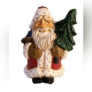 DAVID FRYKMAN Figure Santa Claus w/ Fir Christmas Tree 1408 1996 Folk Art VTG